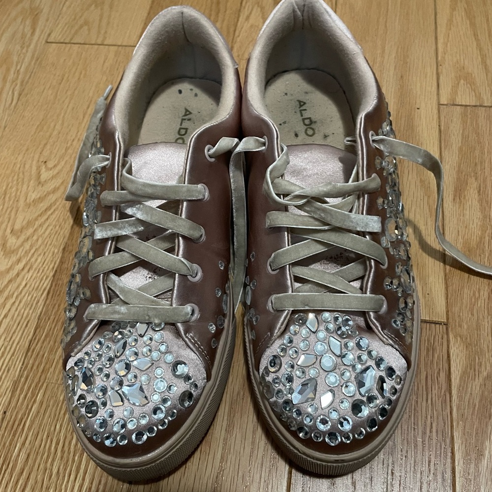 ALDO Women's Pink Crystal Sneakers